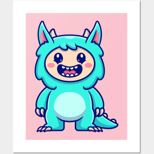 Cute Monster Kid Cartoon Posters and Art